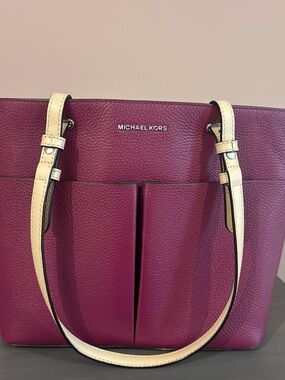 Michael Kors Raspberry Tote with Cream Handles
